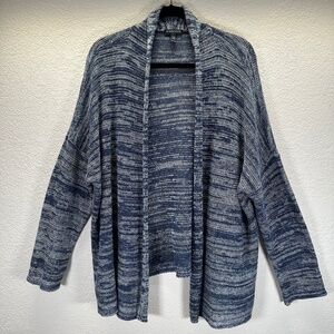 Eileen Fisher Long Cardigan Womens XL Open Weave Organic Linen Minimalist